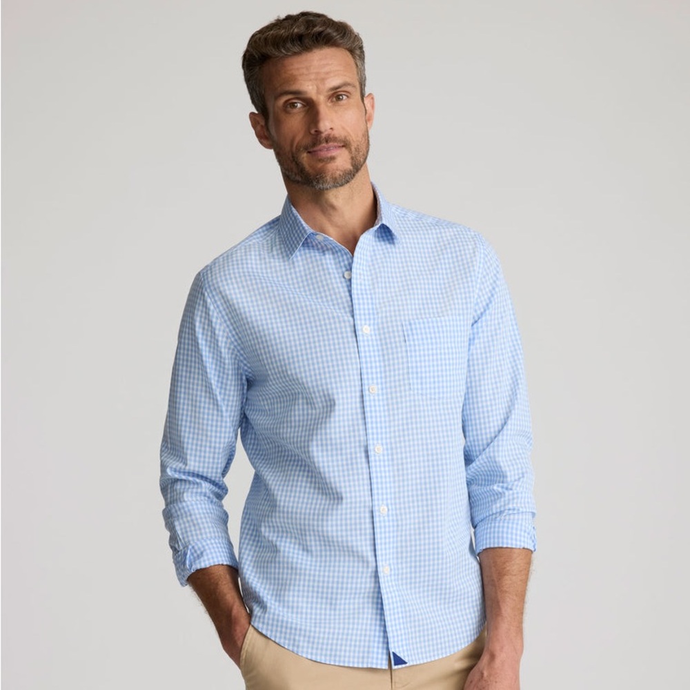 UNTUCKit Light Blue and White Gingham Button-Down Shirt